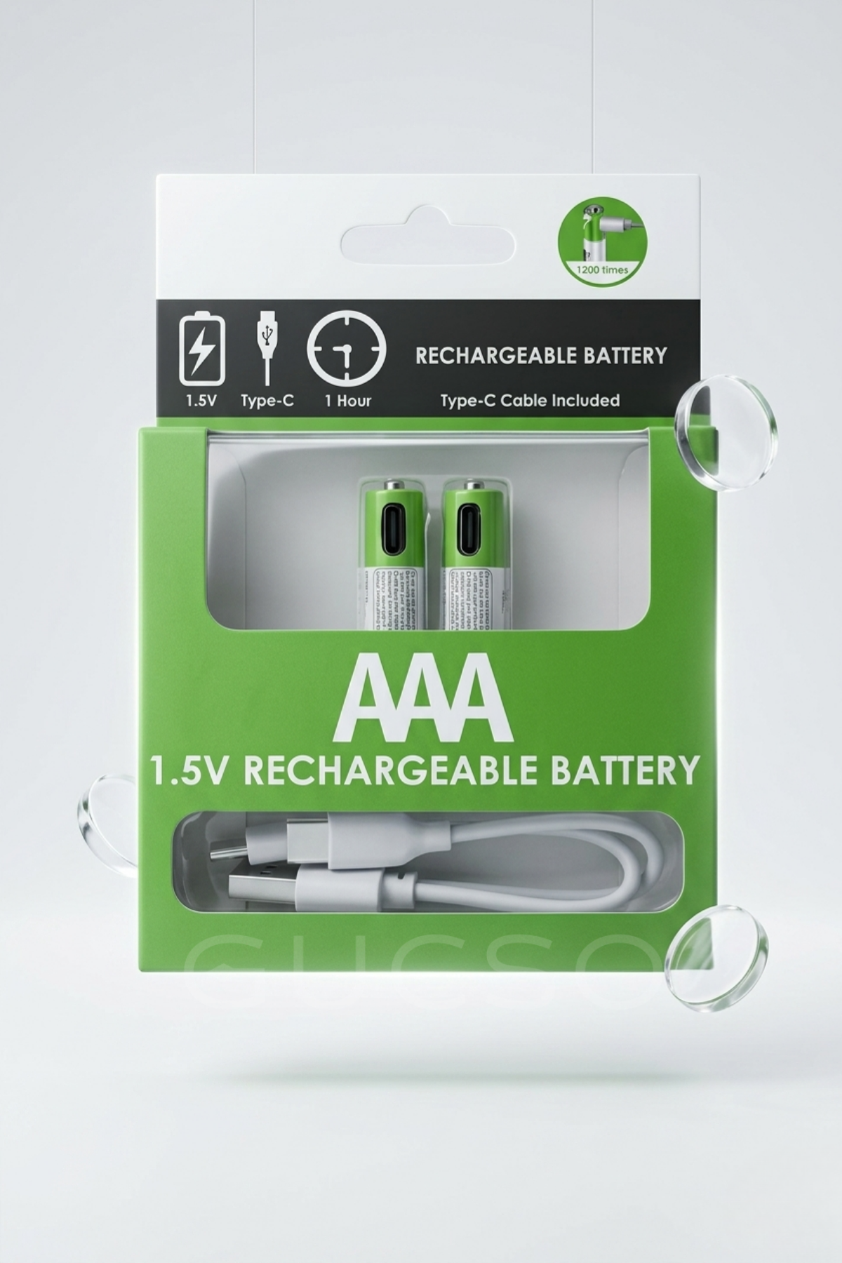 Type-C Şarjlı AAA İnce Kalem Pil 1.5V 750mAh Li-Ion 2'li